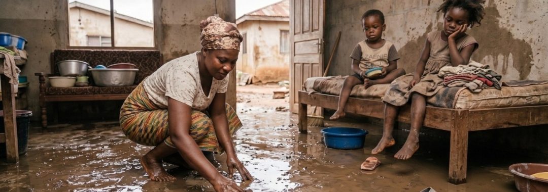 photo description: Women shoulder much of the unpaid care and recovery work of flood