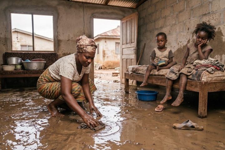 photo description: Women shoulder much of the unpaid care and recovery work of flood